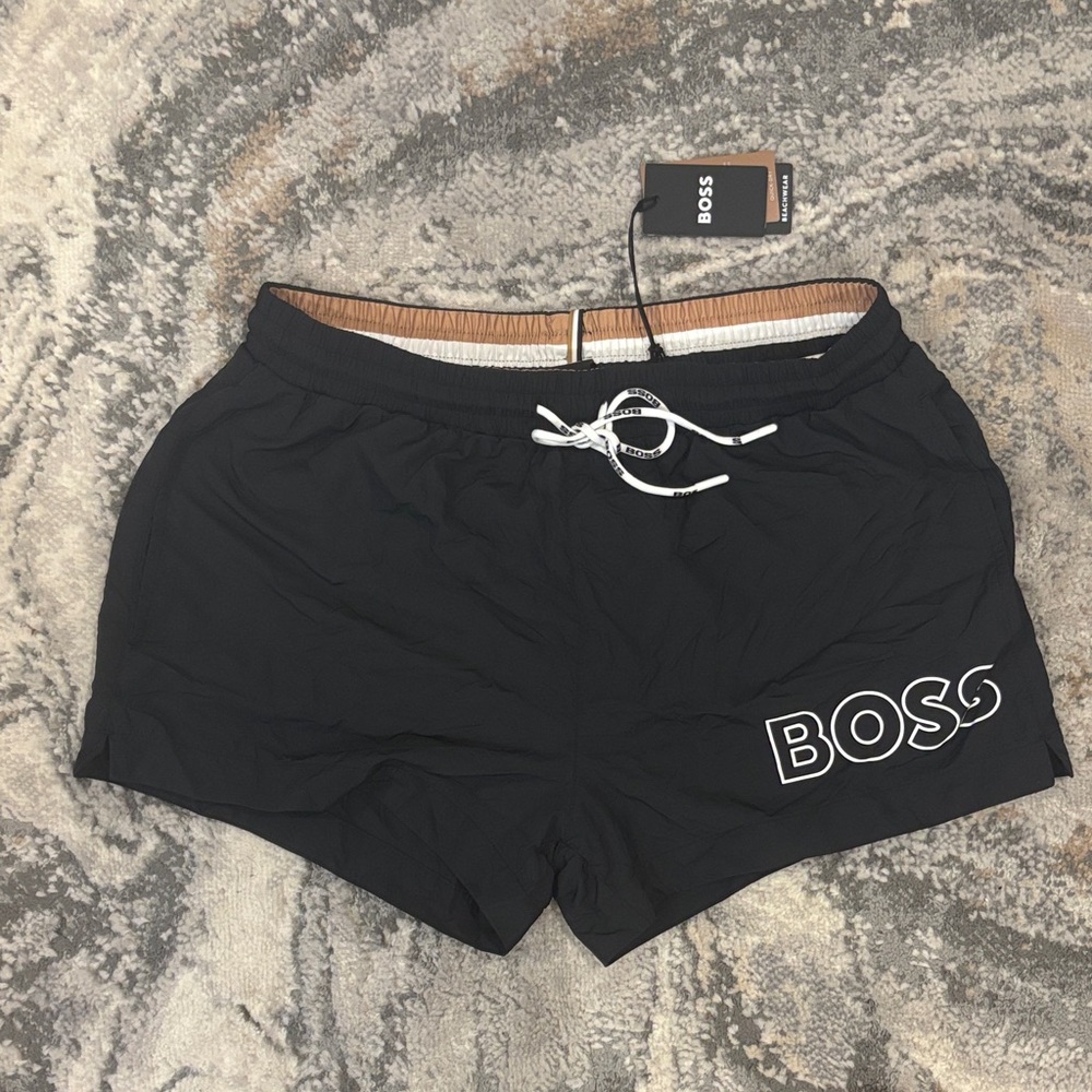 Boss Black Swim Trunks with Logo
